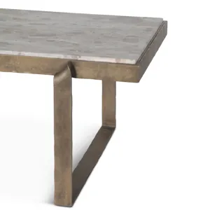 Argos 49" Large Coffee Table with Capri Beige Marble Top and Antique Brass Base
