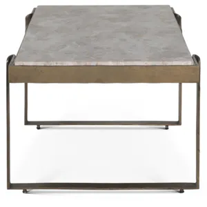 Argos 49" Large Coffee Table with Capri Beige Marble Top and Antique Brass Base