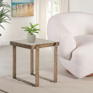 Argos 20" Side Table with Marble and Antique Brass