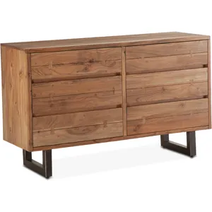 Aspen 58" Six Drawer Dresser in Smoked Acacia