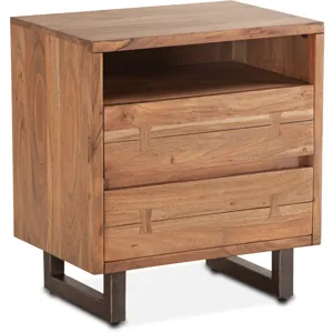 Aspen 24" Two Drawer Nightstand in Smoked Acacia