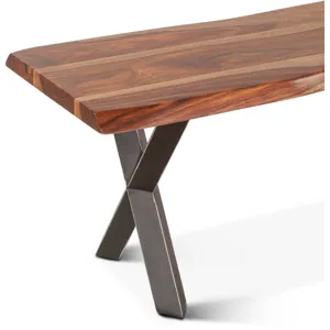 Brisbane 68" Dining Bench in Natural Sheesham Wood and Iron