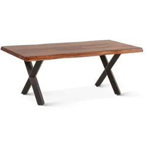 Brisbane 46" Coffee Table in Natural Sheesham Wood and Iron