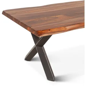 Brisbane 46" Coffee Table in Natural Sheesham Wood and Iron