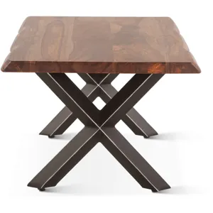 Brisbane 46" Coffee Table in Natural Sheesham Wood and Iron