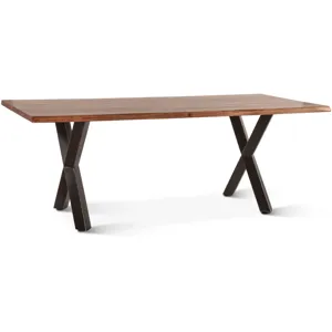 Brisbane 80" Dining Table in Natural Sheesham Wood and Iron