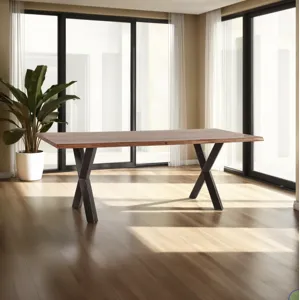 Brisbane 80" Dining Table in Natural Sheesham Wood and Iron