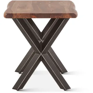 Brisbane 26" Side Table in Natural Sheesham Wood and Iron