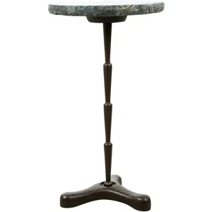 Breton 15" Accent Table with Green Bidasar Marble and Iron
