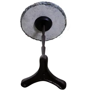 Breton 15" Accent Table with Green Bidasar Marble and Iron