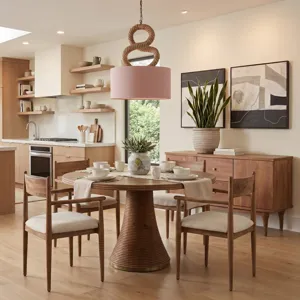 Bijou 54" Round Dining Table in Natural Brown