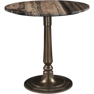 Bowery 36" Gathering Table with Cappuccino Marble and Antique Gold Hexagon Base