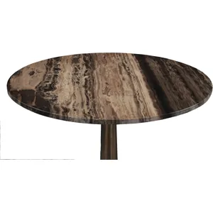 Bowery 36" Gathering Table with Cappuccino Marble and Antique Gold Hexagon Base