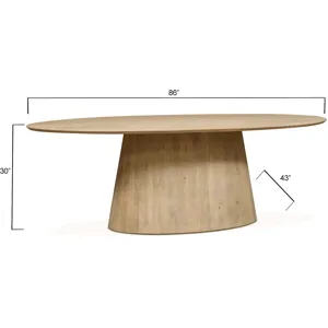 Casablanca 86" Oval Dining Table in Natural White