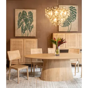 Casablanca 86" Oval Dining Table in Natural White