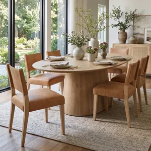 Casablanca 86" Oval Dining Table in Natural White