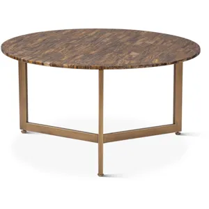 Calico 36" Coffee Table in Tiger Eye with Iron Base