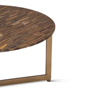 Calico 36" Coffee Table in Tiger Eye with Iron Base