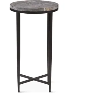 Calico 14" Side Table in Gray Septarian with Iron Base