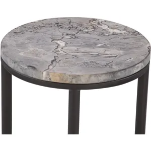Calico 14" Side Table in Gray Septarian with Iron Base