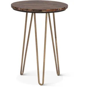 Calico 17" Side Table in Tiger Eye with Iron Base