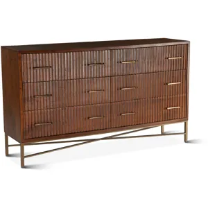 Cosmopolitan 69" Six Drawer Dresser in Honey Brown
