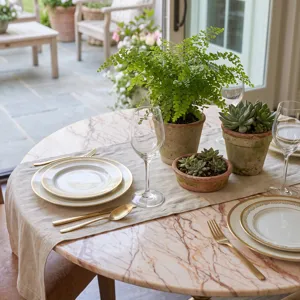 Dauphine 36" Bistro Table in Retro Impulse Marble and Antique Gold Base