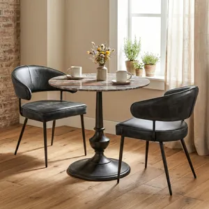 Essex Dover 23" Armchair in Weathered Black Leather