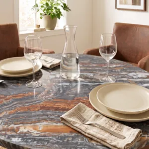 Dauphine 36" Round Bistro Table in Tronex Travertine with Antique Patina Base