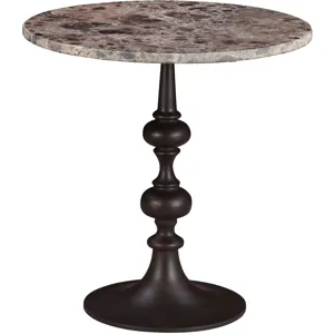 Dauphine 20" Side Table in Dark Emperador Marble with Brown Base