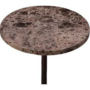 Detroit 10" Side Table in Dark Emperador Marble with Casted Base
