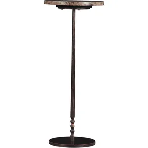 Detroit 10" Side Table in Dark Emperador Marble with Casted Base