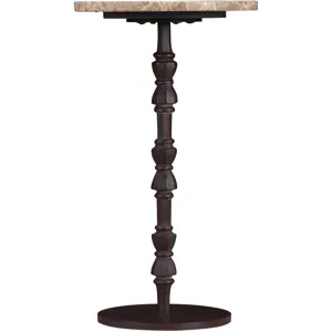 Detroit 12" Side Table in Light Emperador Marble with Casted Base