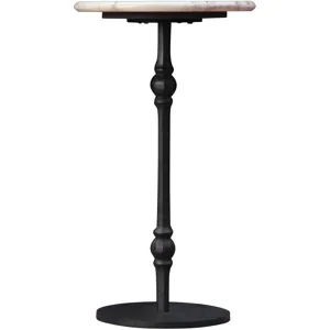 Detroit 12" Side Table in White Travertine with Casting Base
