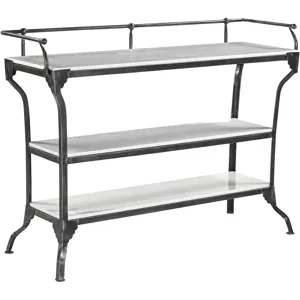 Downey 50" Console Table with White Marble and Black Metal Base