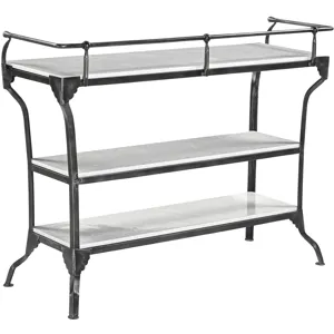 Downey 50" Console Table with White Marble and Black Metal Base