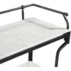 Downey 50" Console Table with White Marble and Black Metal Base