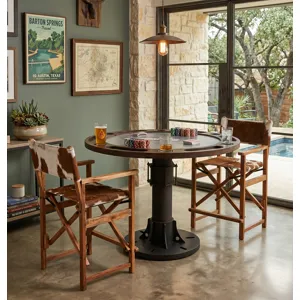 Leeds 23" Folding Counter Chair in Brown Hair on Hide
