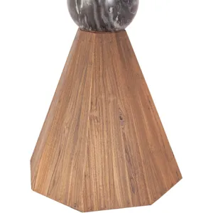 Eiffel 54" Round Dining in Antique Teakwood and Marble Round
