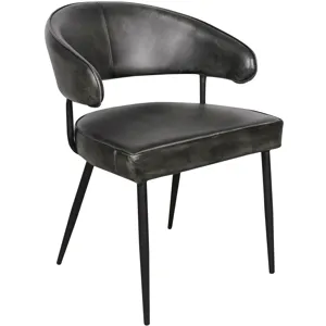 Essex Dover 23" Armchair in Weathered Black Leather
