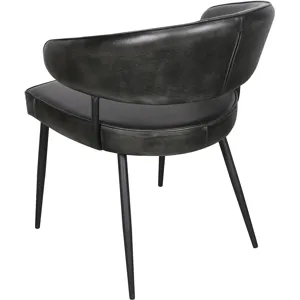 Essex Dover 23" Armchair in Weathered Black Leather