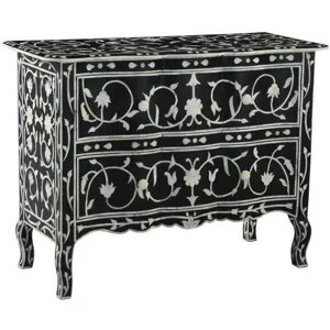 Fleur 42" Two Drawer Chest with Floral Horn Inlay