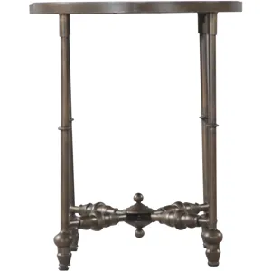 Fleur 20" Side Table with Floral Horn Inlay and Iron