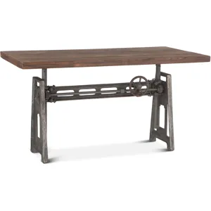 Industrial Loft 60" Adjustable Crank Office Desk in Gray Zinc