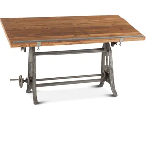 Industrial Loft 62" Adjustable Drafting Desk in Natural