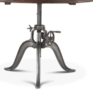 Industrial Loft 48" Adjustable Round Dining Table in Weathered Teak