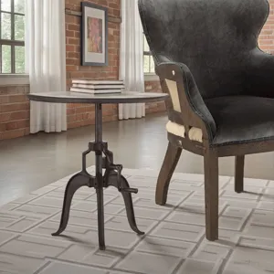 Industrial Loft 24" Adjustable Side Table in Matte Black