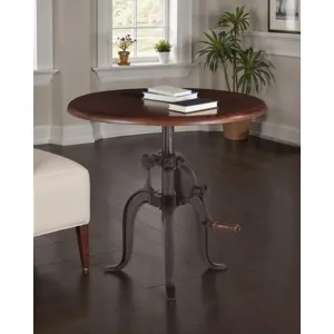 Industrial Loft 24" Adjustable Side Table in Walnut