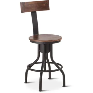 Industrial Modern 15" Adjustable Stool in Walnut