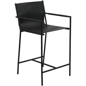 Irvine 20" Counter Armchair in Black Leather and Iron